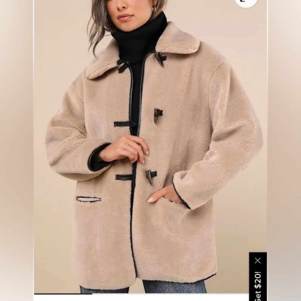 Shearling Collared Toggle Coat [Size XL; Brand New]